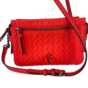 Simply Vera Vera Wang Sintra Ruched Orange Hibiscus Adjustable Crossbody Bag